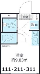 ShantiCasa四谷若葉 ワンルームの間取図画像