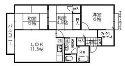 セジュール・リベールA 3LDKの間取図画像