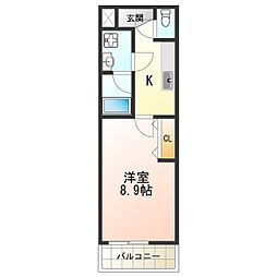 ローズ・メイ 1Kの間取図画像