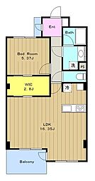 カスタネア栗平3番館 1LDKの間取図画像