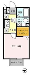 光ハイム 1Kの間取図画像