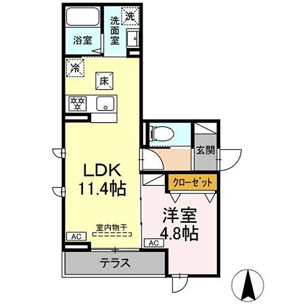 東京都多摩市乞田(賃貸アパート1LDK・1階・38.36㎡)の写真 その1