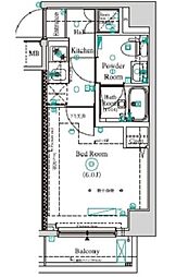 アンベリールマーロ横濱 1Kの間取図画像