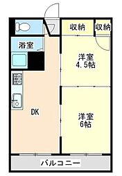 百合ヶ丘マンション 2DKの間取図画像
