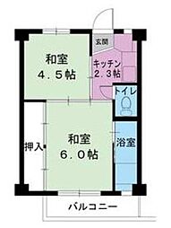 ビレッジハウス郷地3号棟 2Kの間取図画像