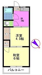 和田コーポB棟 2Kの間取図画像