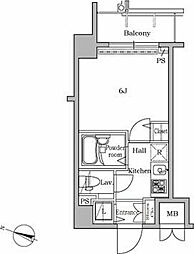 レジディア広尾2 1Kの間取図画像