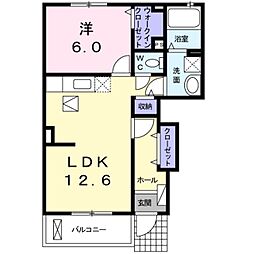モーニングベル 1LDKの間取図画像