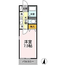 ウィズ中村橋2 1Kの間取図画像