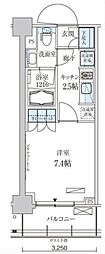 パークアクシス菊川ステーションゲート 1Kの間取図画像
