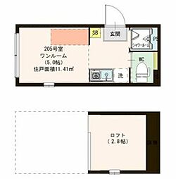 ハーモニーテラス糀谷 ワンルームの間取図画像