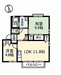ファミール・ビレジD 2LDKの間取図画像