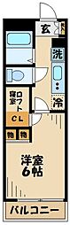 レオパレスイエルバ 1Kの間取図画像