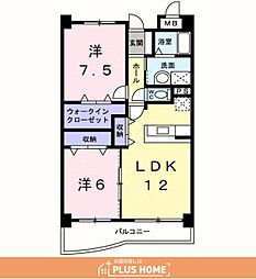 アズゥール 2LDKの間取図画像