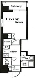 エスポワール赤坂 1Kの間取図画像