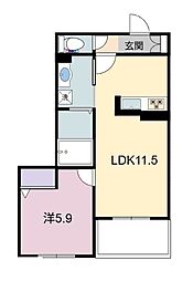 シャーメゾンRAC下鈎 1LDKの間取図画像
