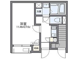 レオネクストプルメリアコート 1階1Kの間取り