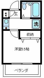 煉瓦館輝 1Kの間取図画像