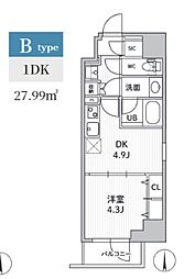 S-RESIDENCE住吉aquacht 1DKの間取図画像