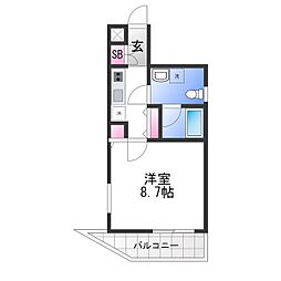 プロスパーハイツ深井 1Kの間取図画像