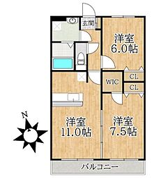 エクセールコート妙典 2LDKの間取図画像
