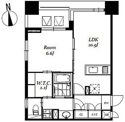 レジディア日本橋馬喰町3 10階1LDKの間取り