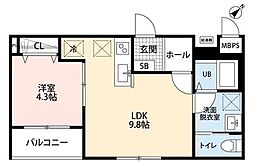 LiveleFine新座大和田1号棟 1LDKの間取図画像