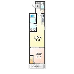 JR阪和線 富木駅 徒歩7分の賃貸アパート 2階1LDKの間取り