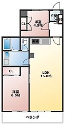 サンライト南浦和2番館 2LDKの間取図画像