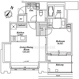 ザ六本木東京クラブレジデンス 1LDKの間取図画像