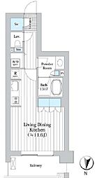 アビティグランデ砧 ワンルームの間取図画像