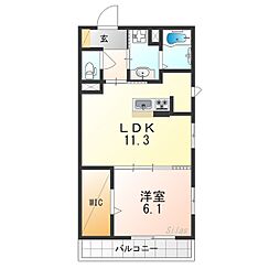 エミネンス京 1LDKの間取図画像
