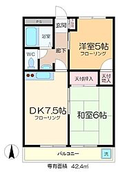 ラヴュー・デ・プラタン 2DKの間取図画像