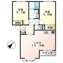 ハーモニー石井 2LDKの間取図画像