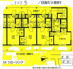 ハイツイナガキ 1階1Kの間取り