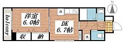 橘 1DKの間取図画像