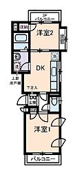 コラゾン 2DKの間取図画像