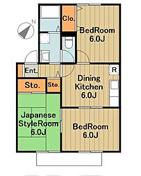 ハイカムールK 3DKの間取図画像