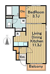 マーレセレーノ 1階1LDKの間取り