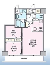 S-RESIDENCE板橋大山clair 2LDKの間取図画像