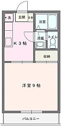 コーポ太陽 1Kの間取図画像