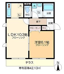 MaisondeBlanc1 1LDKの間取図画像