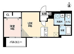 大阪市住吉区長居東1丁目アパート 1LDKの間取図画像