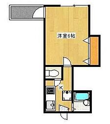 マンション黒米 1Kの間取図画像