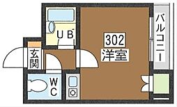 Star Stage 3階ワンルームの間取り
