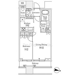 パークコート渋谷ザタワー 13階1LDKの間取り