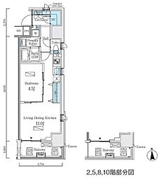 プライマル上野・稲荷町 1LDKの間取図画像