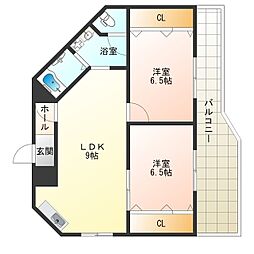 ロイヤルハイツ河田 2LDKの間取図画像