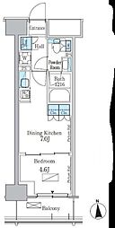 パークアクシス新宿百人町 1DKの間取図画像