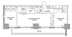 ザ・パークハビオ巣鴨 7階2LDKの間取り